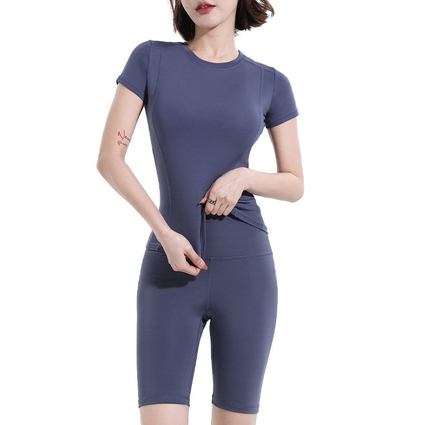 Spring Summer Slim Fit Sports Short Sleeve T Shirt Top Women Fitness Short Sleeve Moisture Wicking