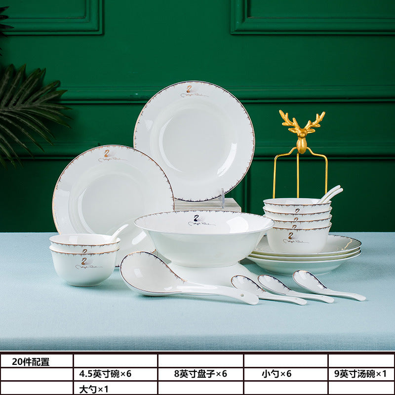 碗碟套装景德镇陶瓷餐具套装陶瓷盘子饭碗家用吃饭碗送礼厂家批发