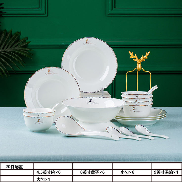 碗碟套装景德镇陶瓷餐具套装陶瓷盘子饭碗家用吃饭碗送礼厂家批发