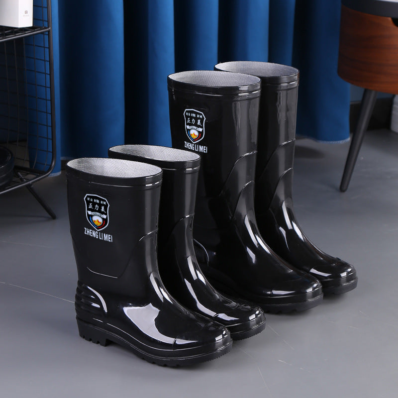 Men's Waterproof Anti-Slip Rain Boots – Thickened Fleece-Lined Work Safety Boots