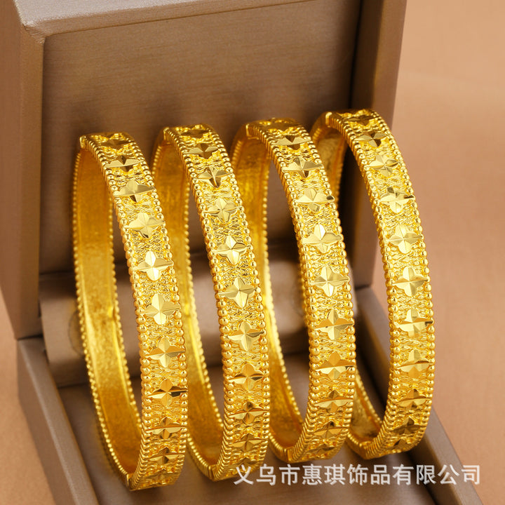 24k迪拜花朵项链手链耳环戒指印度尼日利亚婚礼首饰套装轻奢饰品