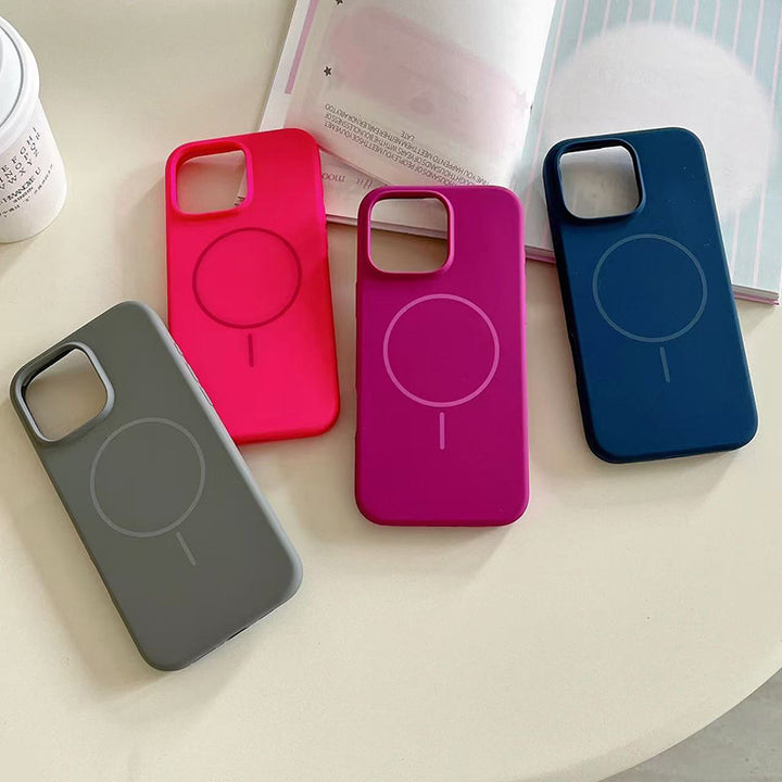 For iPhone 16 pro Thin Ring Mag Safe Liquid Silicone Phone CaseiPhone17 AIR Shockproof Solid Color Protective Case
