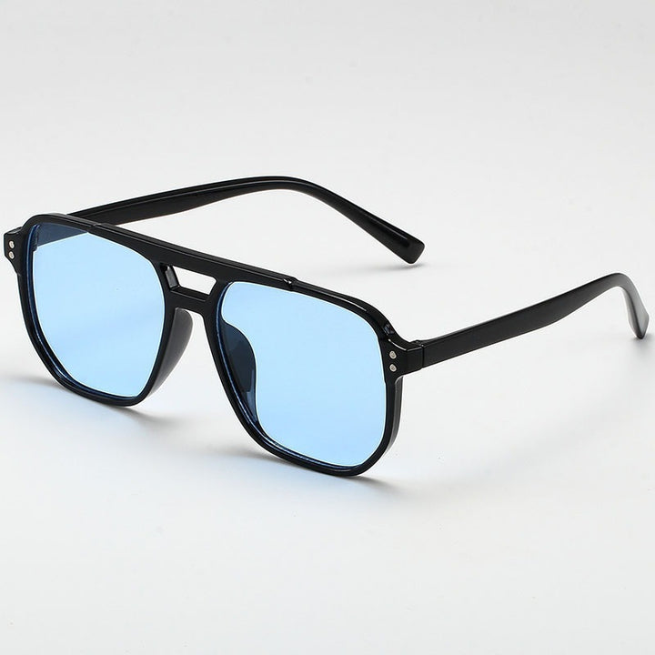 Vintage Double-Beam Sunglasses – Trendy Large Frame Ocean Lens Shades