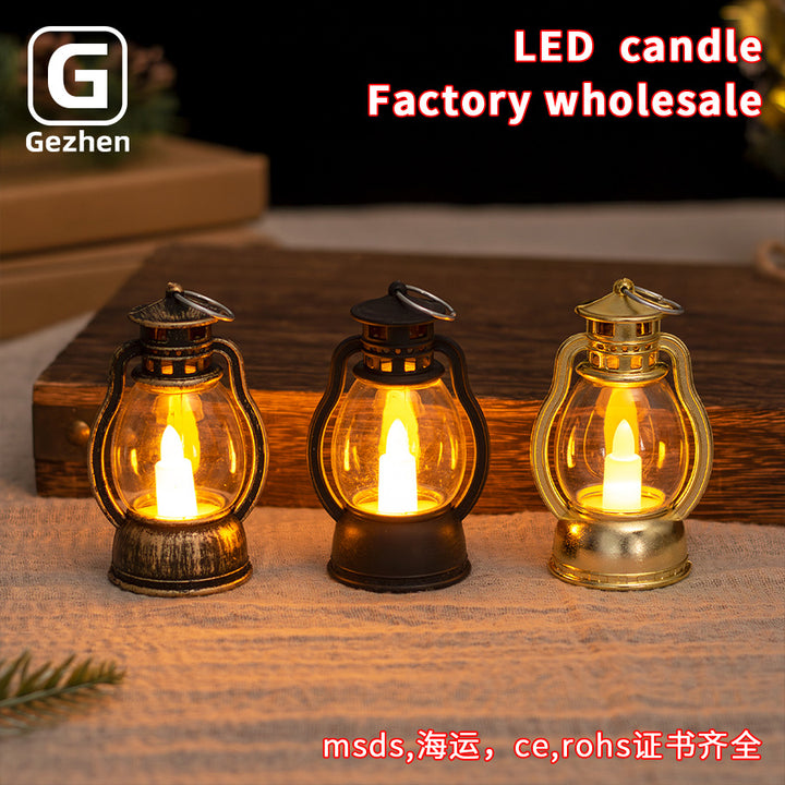 复古迷你小马灯led电子手提蜡烛灯装饰氛围道具灯生日礼物小摆件