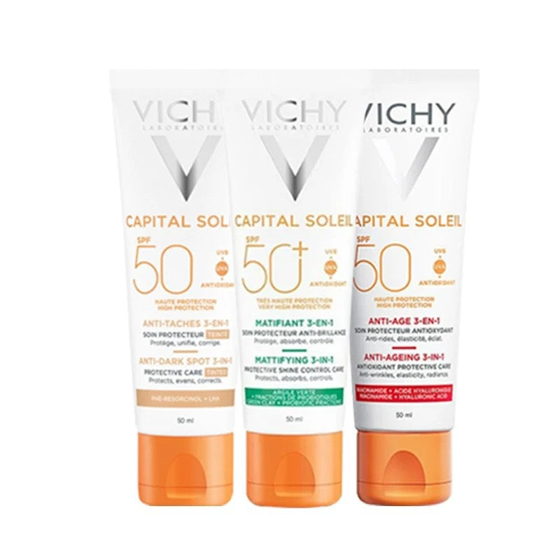 V-ichy跨境转供法国薇V姿三合一抗皱淡斑防晒霜SPF50哑光控油乳50