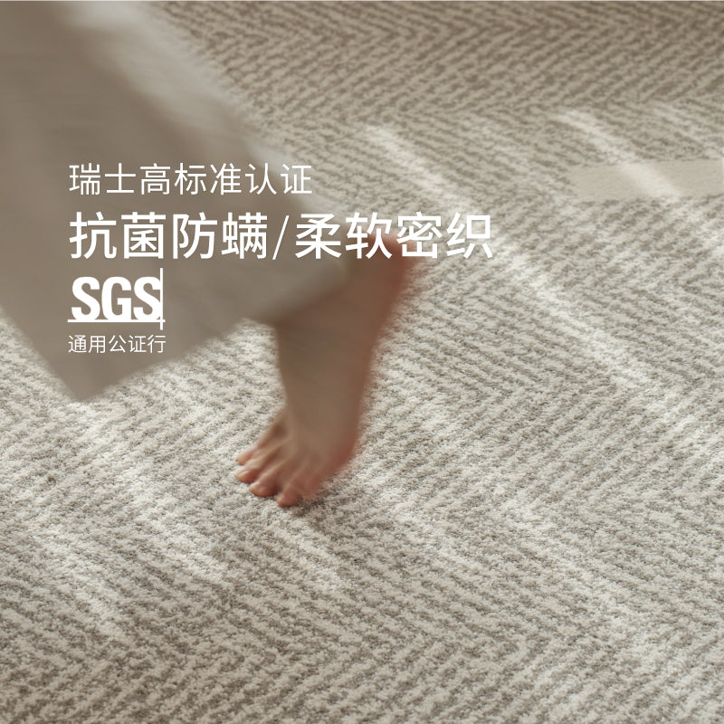 大江严选赛波斯同源人字纹无胶防水地毯客厅轻奢风可抗污抑菌卧室