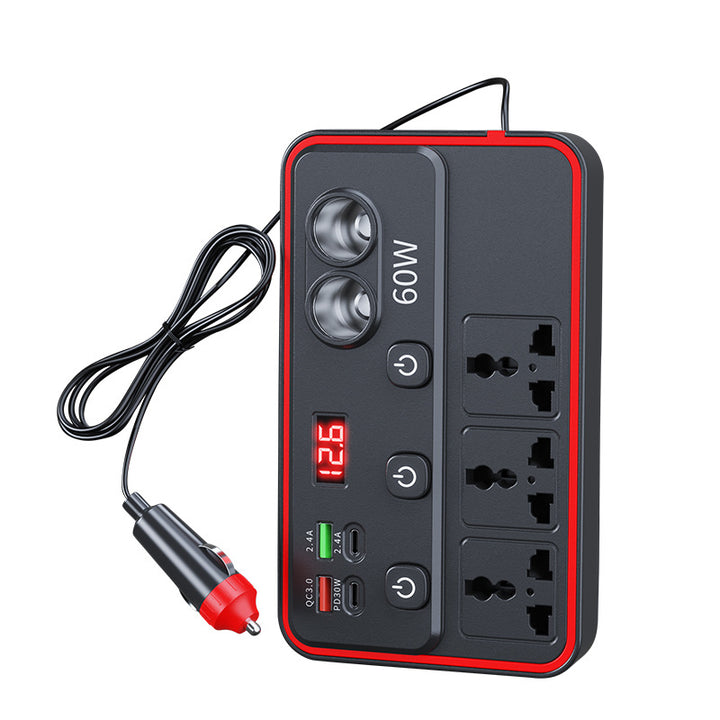 150 W Car Power Inverter – Cigarette Lighter Adapter with Dual USB + Dual Type-C Fast Charging Socket