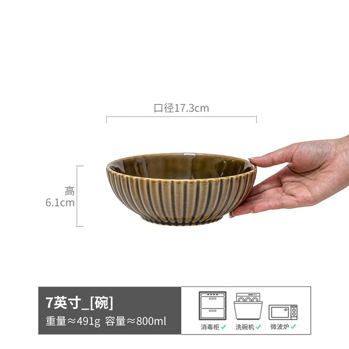 Vintage Bowl Japanese Style Ceramic Bowl Bowl Home Bowl Bowl Tableware Light Luxury Premium Design Bowl Bowl