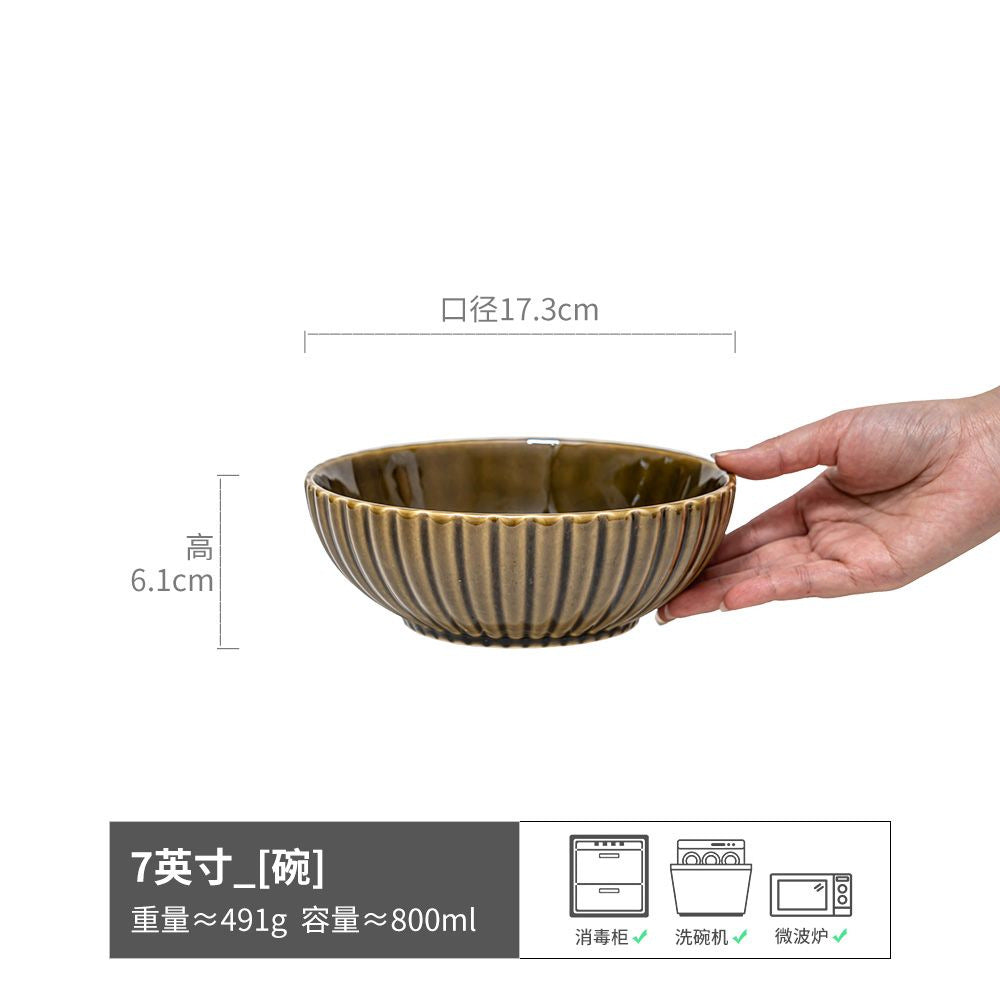 复古面碗日式陶瓷碗沙拉碗家用菜碗泡面碗餐具轻奢高颜值汤碗饭碗