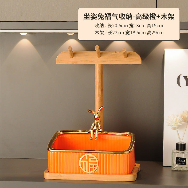 入户玄关门口钥匙收纳摆件现代简约家居装客厅鞋柜装饰品置物福气