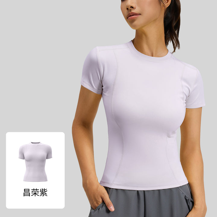 聚衣堂春夏修身运动短袖T恤瑜伽服上衣女健身紧身跑步瑜伽短袖