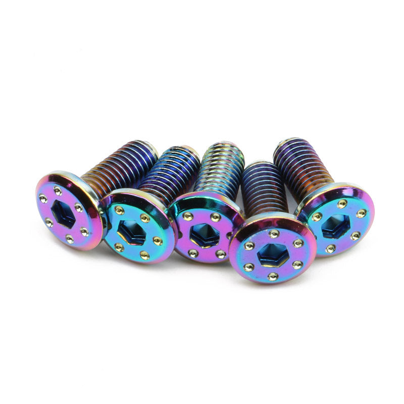 批发不锈钢钛金烧蓝改装螺丝M8*20带台阶碟刹盘电摩电动车通用