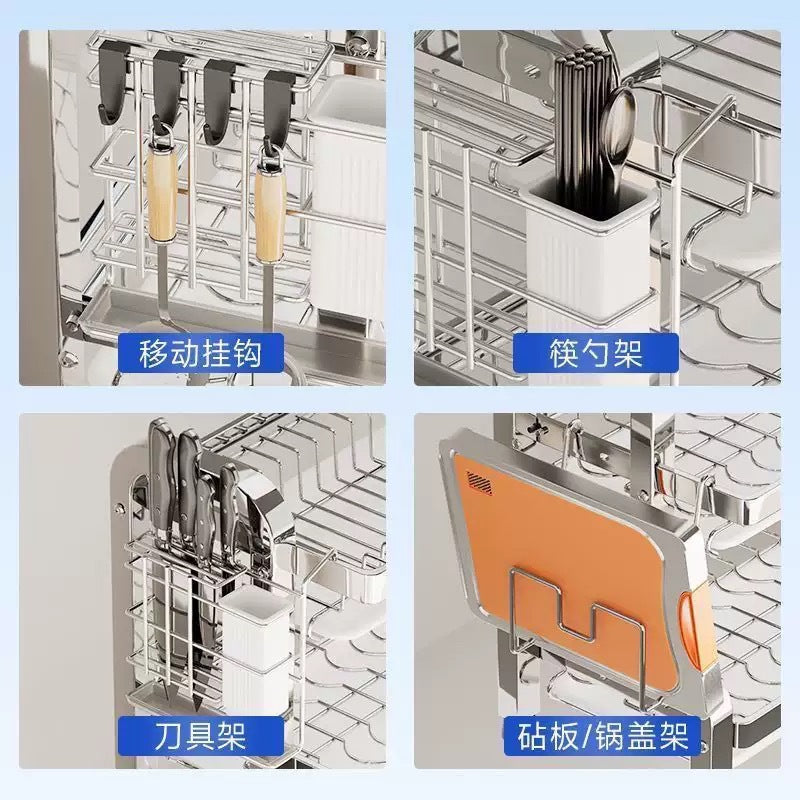 【精选联盟】不锈钢碗架厨房置物架碗碟沥水架碗盘超窄置物架