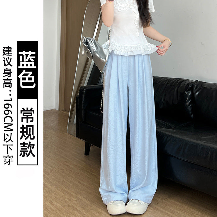 冰丝奶芙山本裤女夏季2026新款休闲小个子运动裤慵懒风白色阔腿裤
