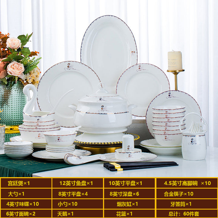 碗碟套装景德镇陶瓷餐具套装陶瓷盘子饭碗家用吃饭碗送礼厂家批发