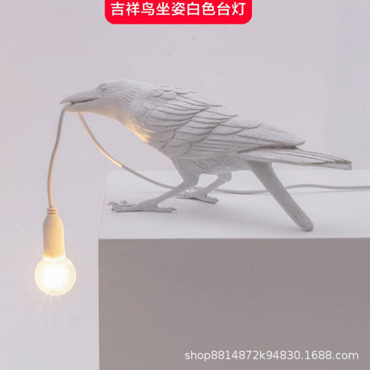跨境款吉祥鸟树脂壁灯北欧简约创意床头小夜灯动物装摆饰小鸟台灯