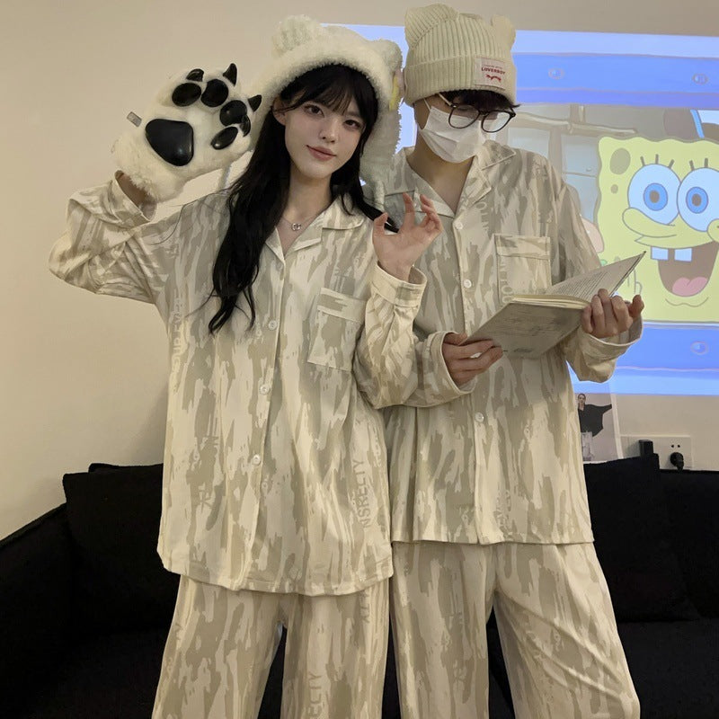 批发情侣睡衣春秋长袖长裤套装2023年新款可爱秋季女家居服可外穿