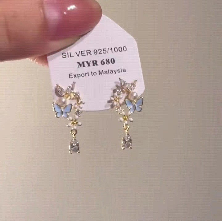蓝色系套装~海蓝色仿巴洛克珍珠项链女小众百搭颈链小清新锁骨链