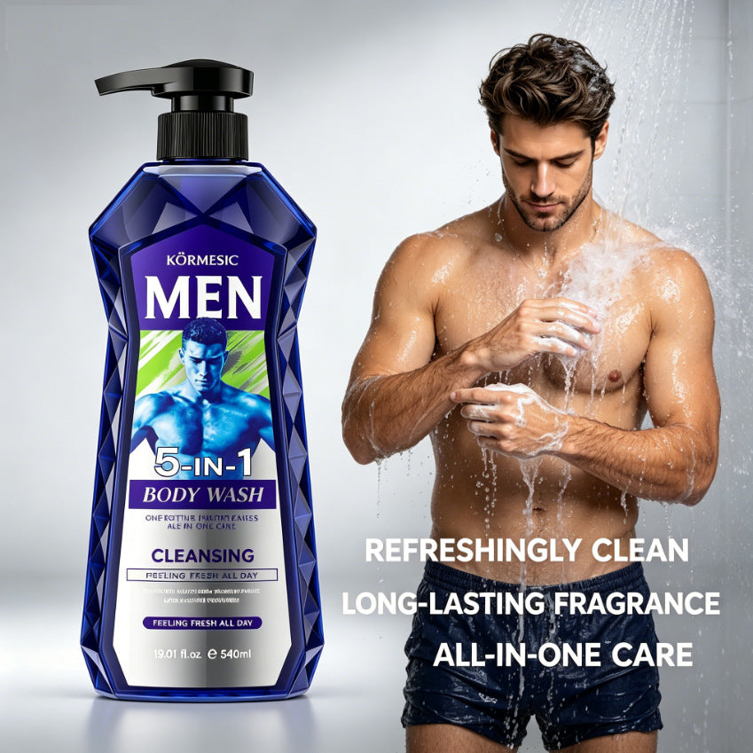 跨境KORMESIC5合1男士全英文沐浴露Body Wash清爽保湿厂家批发