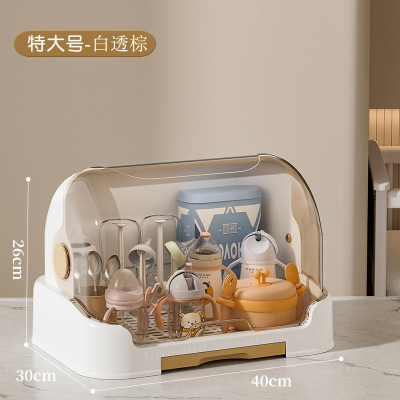 放宝宝奶瓶收纳盒装婴儿餐具碗筷辅食工具箱防尘沥水储物柜置物架