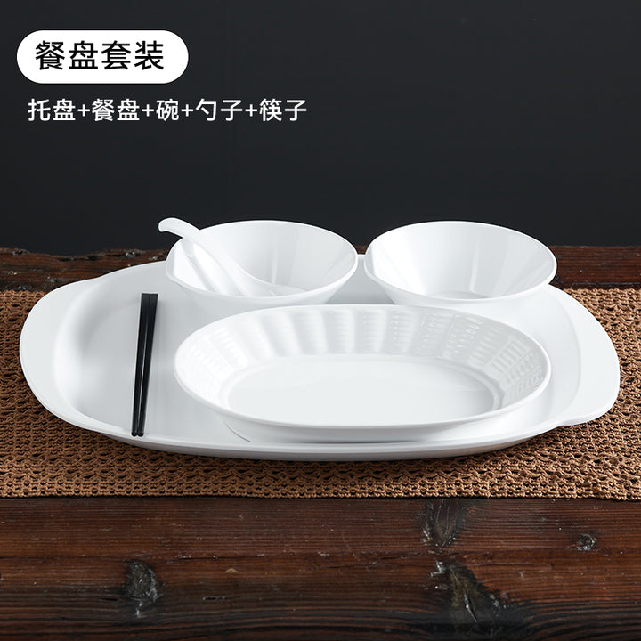 自助选现炒快餐称重菜盘商用套装学校食堂密胺餐具汤碗碟托盘