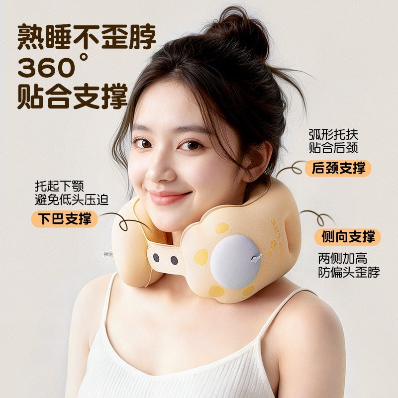 Cat Paw Inflatable Travel Neck Pillow - Portable PVC U-Shaped Support