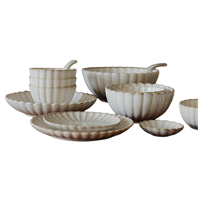 窑变复古餐具陶瓷菊皿家用盘子菜盘吃饭碗高颜值碟子高级感汤碗杯