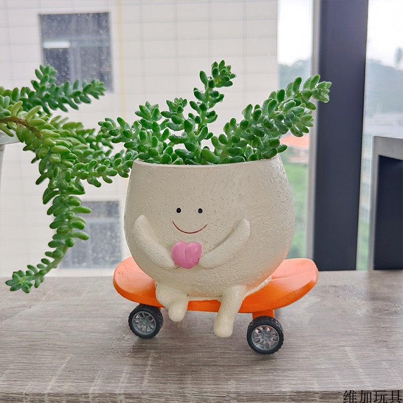 跨境新款可爱多肉秋千花盆工艺品创意家居个性花盆户外花园装饰