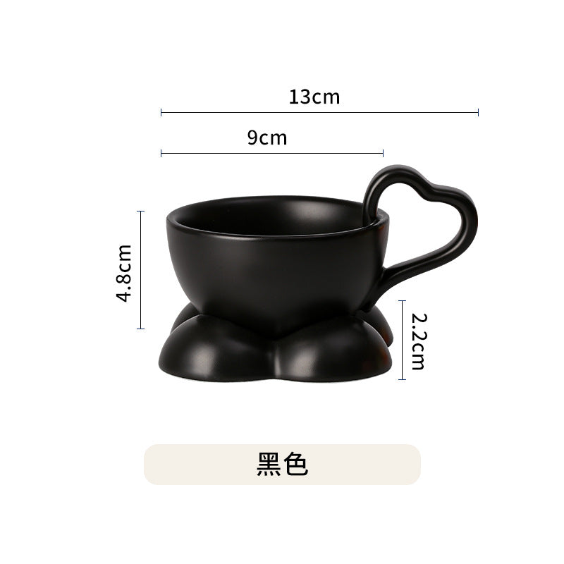 创意咖啡杯碟套装ins风 可爱杯子礼物陶瓷高颜值咖啡杯酸奶早餐杯