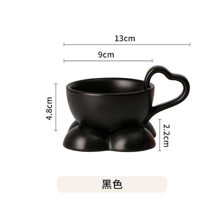 创意咖啡杯碟套装ins风 可爱杯子礼物陶瓷高颜值咖啡杯酸奶早餐杯