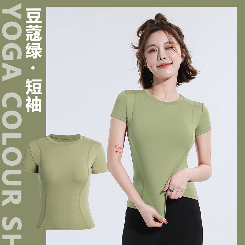 Spring Summer Slim Fit Sports Short Sleeve T Shirt Top Women Fitness Short Sleeve Moisture Wicking