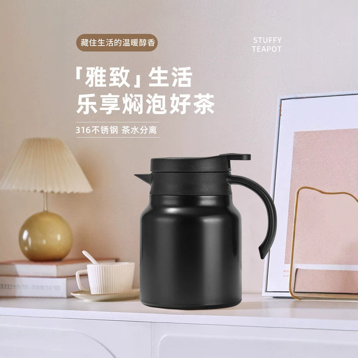 厂家直销316不锈钢焖茶壶 家用覆钛显温茶水分离大容量保温壶定制