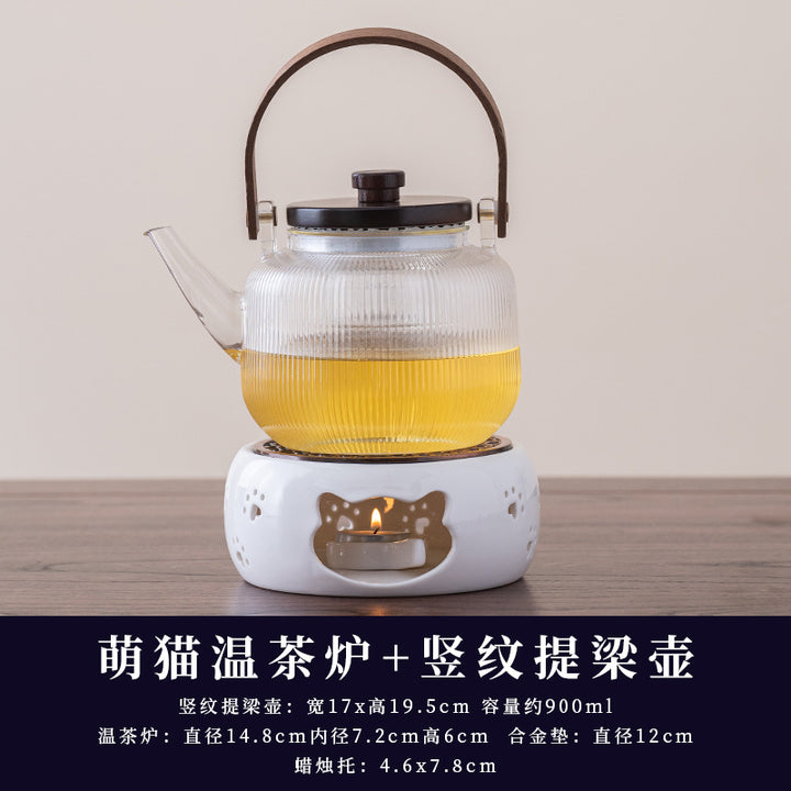 水果茶壶茶杯耐热玻璃花茶壶套装蜡烛加热下午茶休闲厅美容院茶具