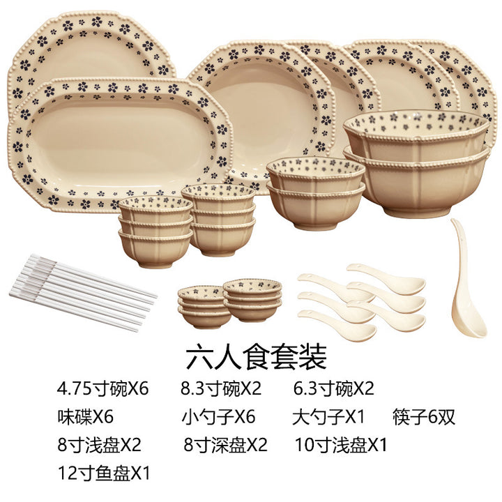 侘寂风餐具套装碗碟盘家用碗高级感碗盘碟筷乔迁简约高颜值餐具