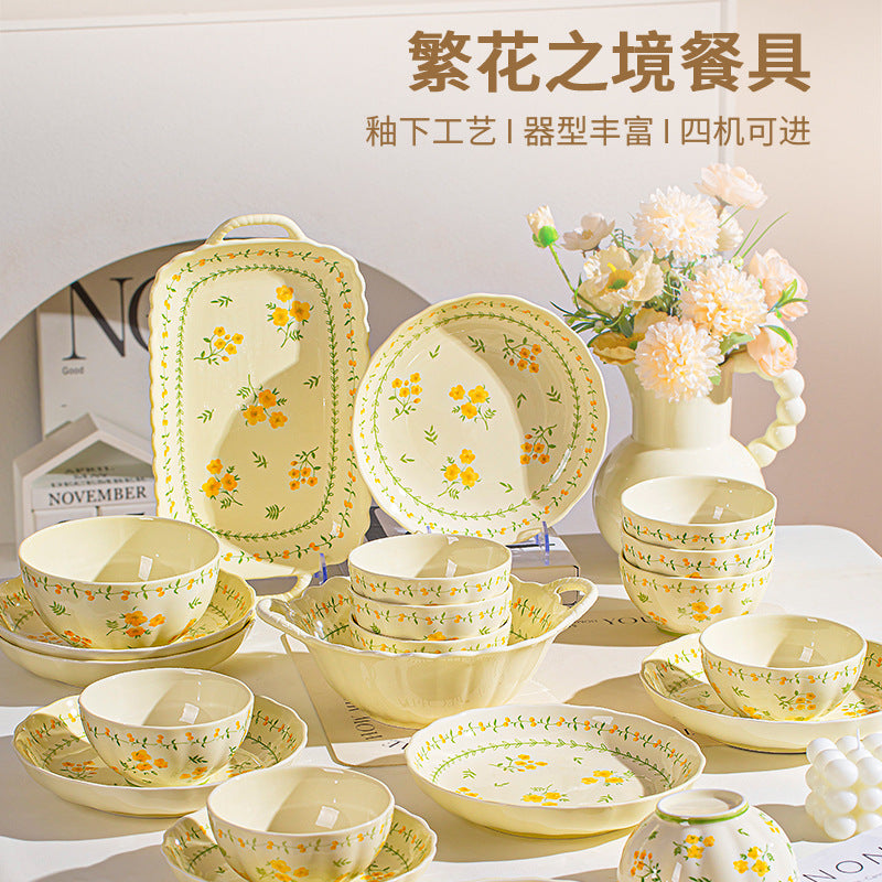 Ceramic Bowl & Plate Set Home Small Souvenir Gift Tableware Set New Housewarming Gift Giving Wholesale