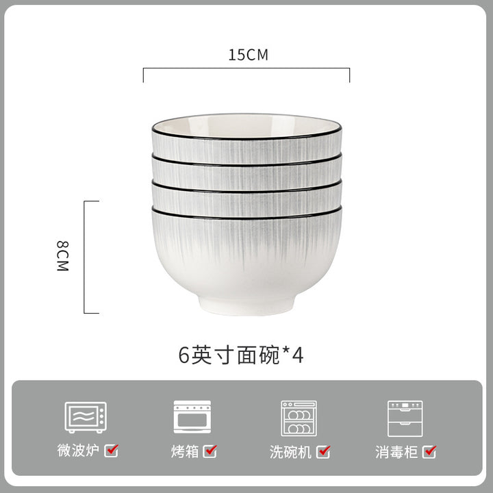 釉下彩轻奢灰陶瓷碗碟套装家用简约高级感餐具乔迁碗盘子碗具筷