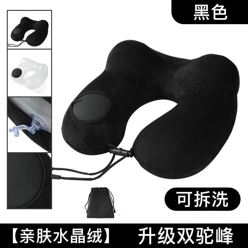 旅行枕头u型驼峰枕按压充气便携飞行护颈枕出差脖子u形枕长途旅游