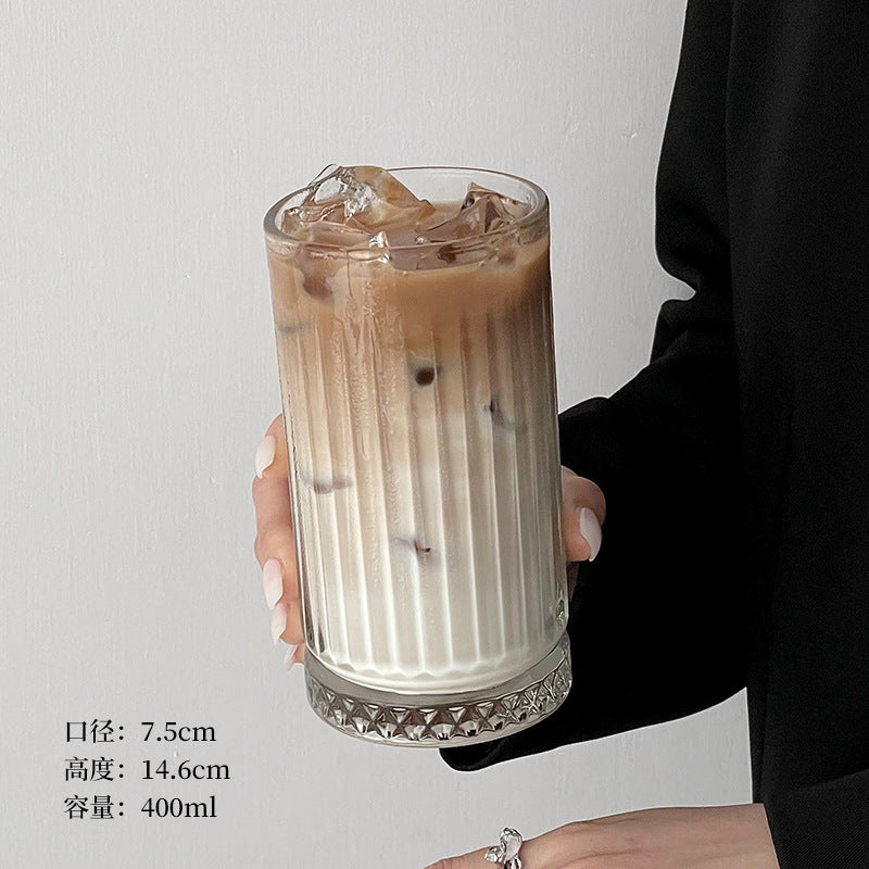 小众设计磨砂渐变黑玻璃杯喝水杯高颜值女家用饮料杯酒杯咖啡杯子