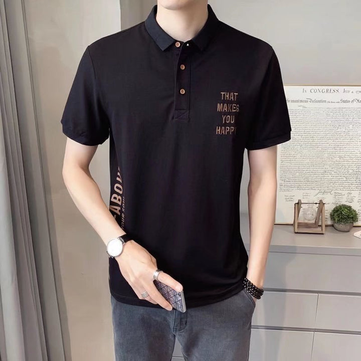 polo衫男士短袖t恤翻领2022夏装刺绣ins潮牌身男生韩版修体恤上衣
