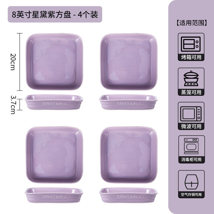 新款高级感紫色釉下彩碗碟套装家用高颜值陶瓷碗盘子乔迁陶瓷餐具