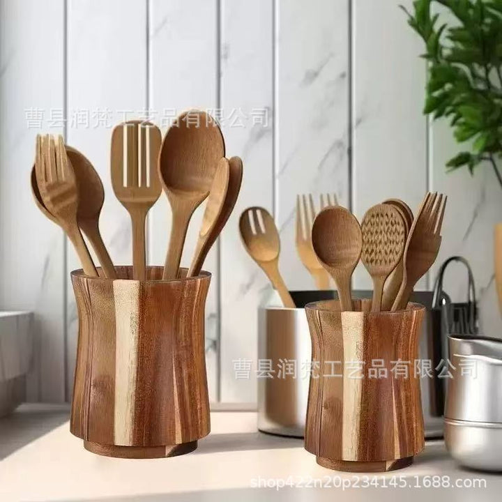 跨境相思木收纳盒家用厨房烹饪工具整理盒木质桌面餐具储物盒