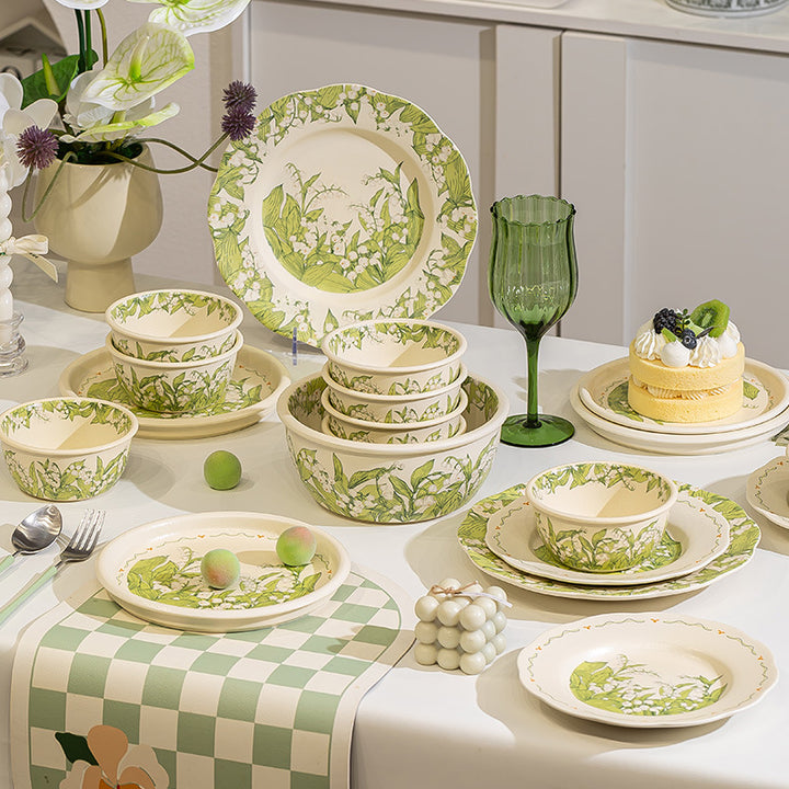KANGMO Underglaze Ceramic Dinner Set - Oil Painting Bowls & Plates Housewarming Gift