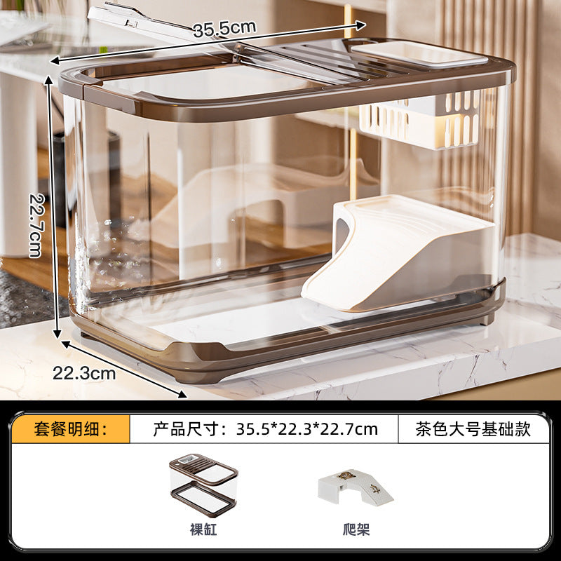 严选轻奢鱼缸家用高级带盖透明客厅造景生态缸玄关装饰塑料水族箱
