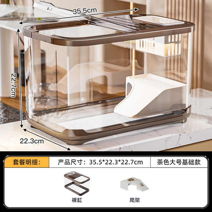 严选轻奢鱼缸家用高级带盖透明客厅造景生态缸玄关装饰塑料水族箱