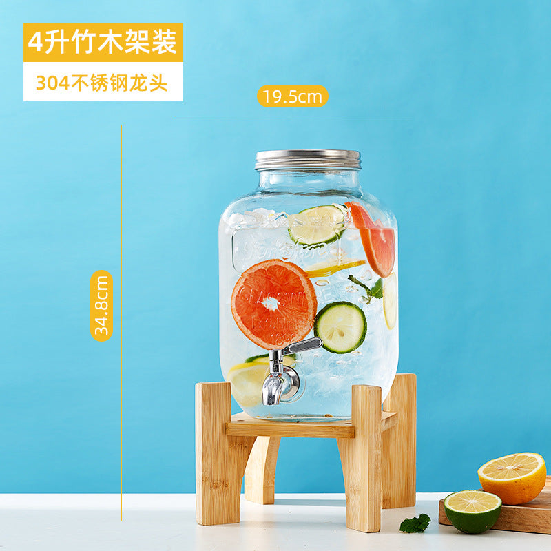 网红可乐酒炮 玻璃果汁鼎果汁罐 大容量饮料桶梅森罐酿酒瓶酵素桶