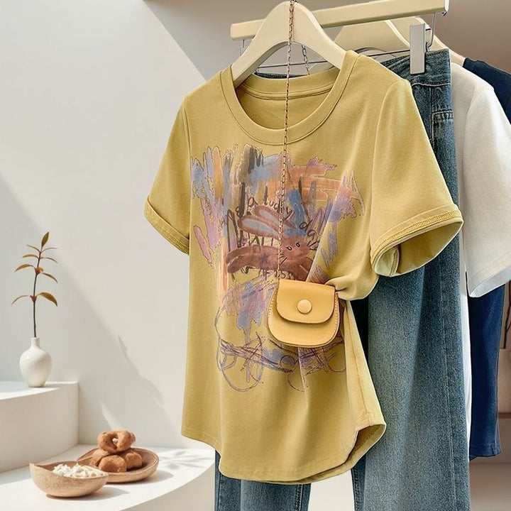 Short Sleeve Women Summer New Fashion Breathable Moisture Wicking Casual Versatile Korean Style Top