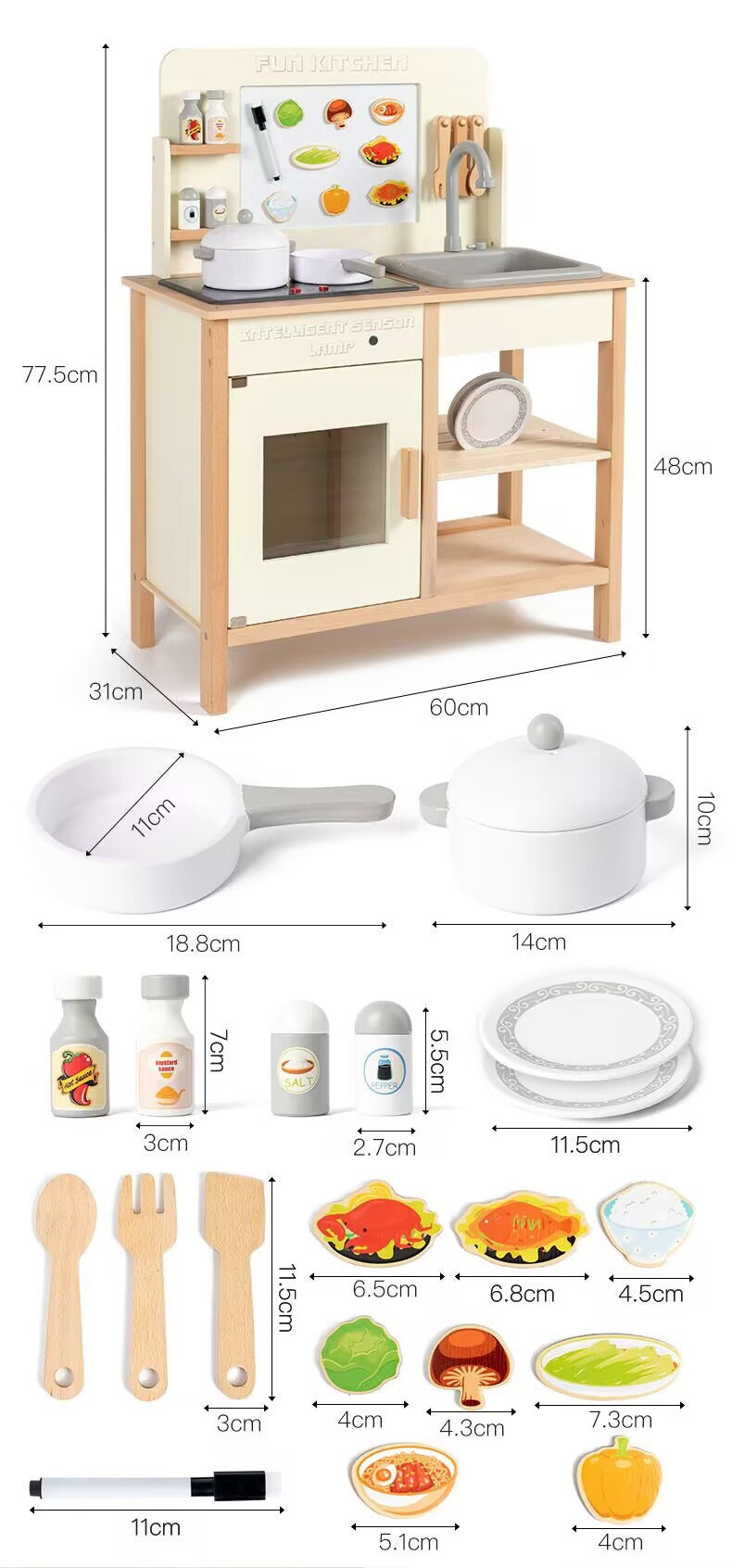 丹麦儿童过家家岁6厨房煮饭玩具仿真声光冰箱套装模拟做饭木灶台