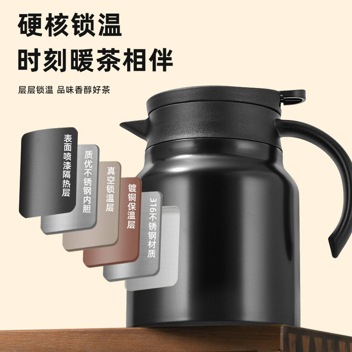 厂家直销316不锈钢焖茶壶 家用覆钛显温茶水分离大容量保温壶定制
