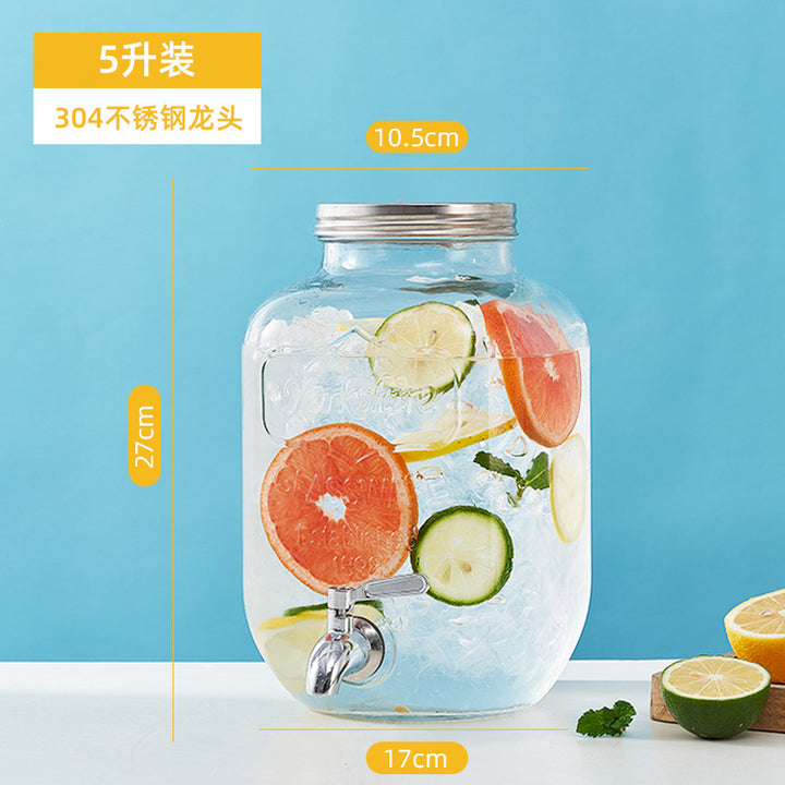 网红可乐酒炮 玻璃果汁鼎果汁罐 大容量饮料桶梅森罐酿酒瓶酵素桶