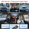 3Camera 4K+1K+1K WiFi行车记录仪 black box DVR Vehicle DVR